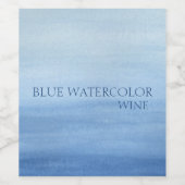Blauw Waterverf Wassen Ombre tinten blauw Wijn Etiket (Enkel label)