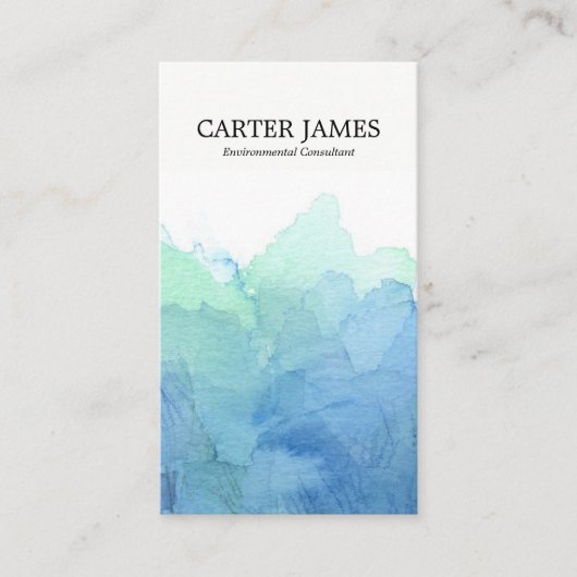 Blauw Waterverf Waves Visitekaartje (Voorkant)