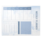 Blauw Waterverf Wekelijkse planner Notitieblok (Voorkant)