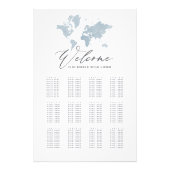 Blauw waterverf wereldkaart bruiloft foto afdruk (Voorkant)