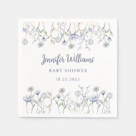 Blauw waterverf wildflower baby boy douchepapier servet