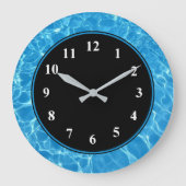 Blauw waterzwembolwandklok in zwart grote klok (Voorkant)