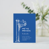 Blauw We hebben noodlijdende brievenbus verplaatst Briefkaart (Staand voorkant)