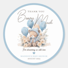 Blauw We kunnen bijna wachten Baby shower gunst Ronde Sticker