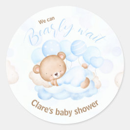 Blauw We kunnen bijna wachten Baby shower Stickers