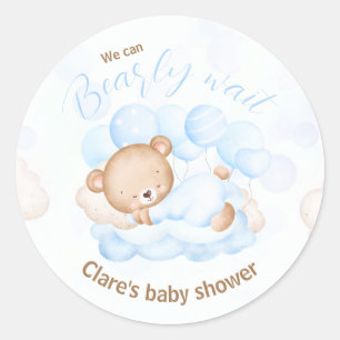 Blauw We kunnen bijna wachten Baby shower Stickers