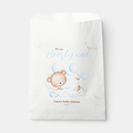 Blauw We kunnen bijna wachten Beer Baby shower Bedankzakje