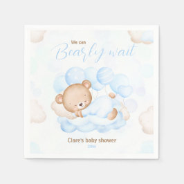 Blauw We kunnen bijna wachten Beer Baby shower ser Servet