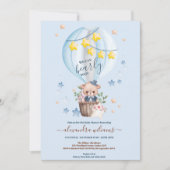 Blauw We kunnen bijna wachten jongen Baby shower Kaart (Voorkant)