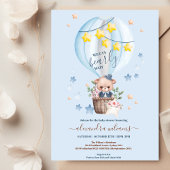 Blauw We kunnen bijna wachten jongen Baby shower Kaart