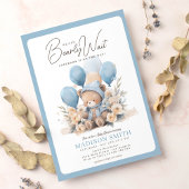 Blauw We kunnen bijna wachten jongen Baby shower Kaart