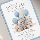 Blauw We kunnen bijna wachten jongen Baby shower Kaart