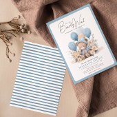 Blauw We kunnen bijna wachten jongen Baby shower Kaart