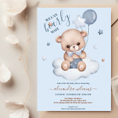 Blauw We kunnen bijna wachten jongen Baby shower Kaart