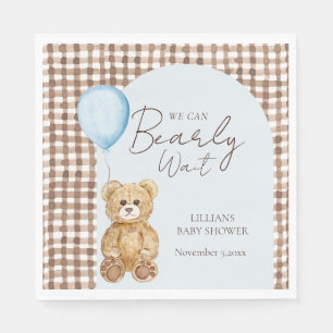 Blauw We kunnen bijna wachten jongen Baby shower Servet