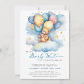 Blauw We kunnen bijna wachten schattig jongen Baby Kaart (Voorkant)