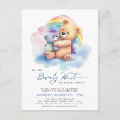 Blauw We kunnen bijna wachten schattig jongen Baby Uitnodiging Briefkaart (Voorkant)