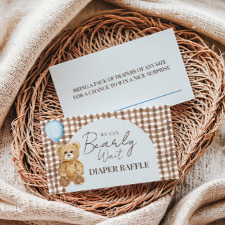 Blauw We kunnen bijna wachten Teddy Beer Luier Raf Informatiekaartje