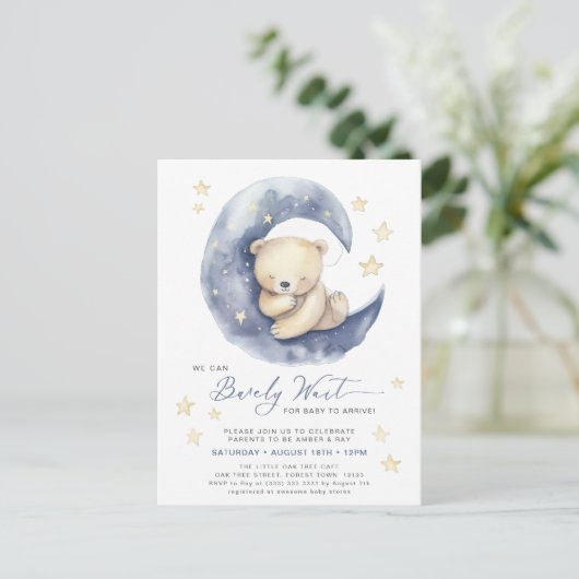 Blauw We Kunnen Het Nauwelijks Verwachten Schattig Uitnodiging Briefkaart (Staand voorkant)