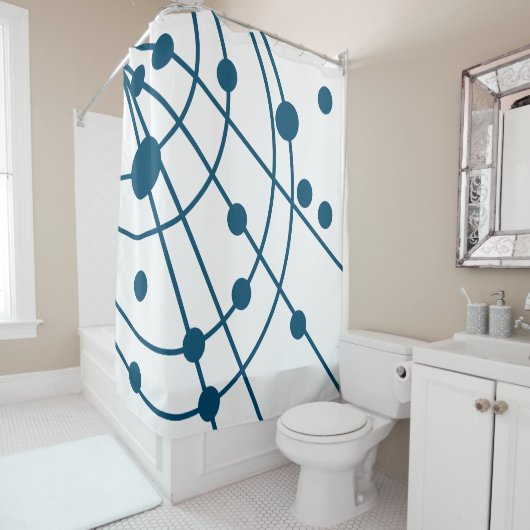 Blauw web douchegordijn (In situ)