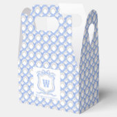 Blauw Wedgewood Coquette Grandmillennial Monogram Bedankdoosjes (Geopend)