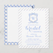 Blauw Wedgwood Monogram Crest Grandmillenial Briefkaart (Voorkant / Achterkant)