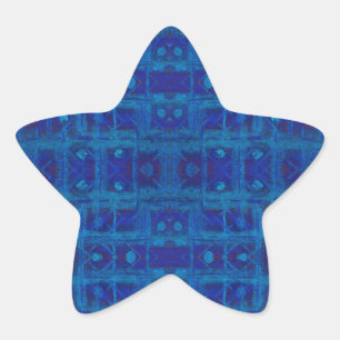 Blauw weef, abstract geometrisch patroon, met de h ster sticker