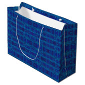 Blauw weef, abstracte geometrisch patroon, met de large cadeautasje (Voorkant Gekanteld)
