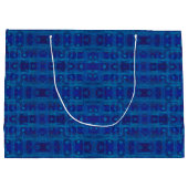 Blauw weef, abstracte geometrisch patroon, met de large cadeautasje (Achterkant)