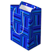 Blauw weefpatroon medium cadeauzakje (Achterkant Gekanteld)
