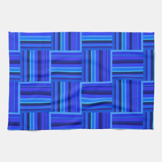 Blauw weefpatroon theedoek (Horizontaal)