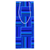Blauw weefpatroon wijn cadeautas (Achterkant)
