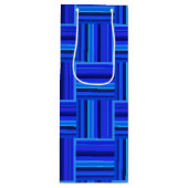 Blauw weefpatroon wijn cadeautas (Voorkant)