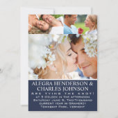 Blauw weelde Uw fototypografie bruiloft Kaart (Voorkant)