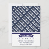 Blauw weelde Uw fototypografie bruiloft Kaart (Achterkant)