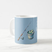 Blauw weg vissen emmer koffiemok (Voorkant links)