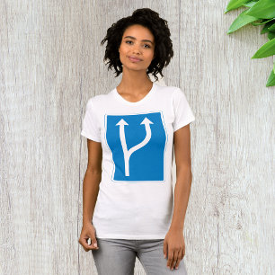 Blauw Wegwijzerbord Twee Rechte Pijlen T-shirt