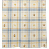 Blauw Weide Bij Plaid Charmant Douchegordijn (Voorkant)