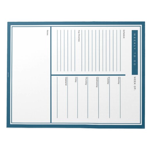 Blauw wekelijks om lijst te doen notitieblok (Voorkant)