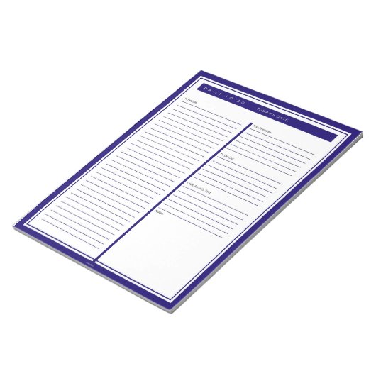 Blauw wekelijks om lijst te doen notitieblok (Schuin)