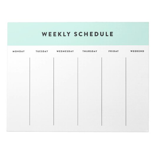 Blauw wekelijks schema notitieblok (Voorkant)