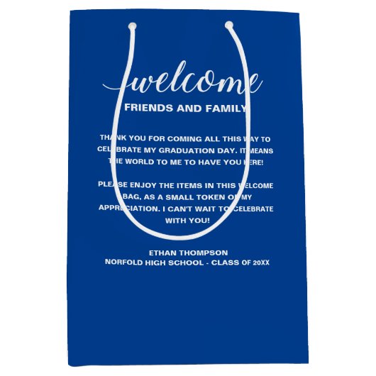 Blauw welkom Afstuderen uit de stad gast geschenk  Medium Cadeauzakje (Voorkant)