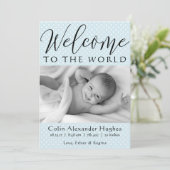 Blauw Welkom in de wereld - Aankondiging geboorte (Staand voorkant)