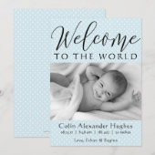 Blauw Welkom in de wereld - Aankondiging geboorte (Voorkant / Achterkant)