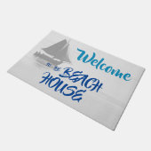 Blauw Welkom in het strand House nautical Deurmat (Schuin)