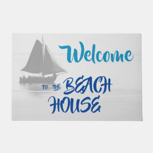 Blauw Welkom in het strand House nautical Deurmat