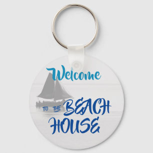 Blauw Welkom in het strand House nautical Sleutelhanger