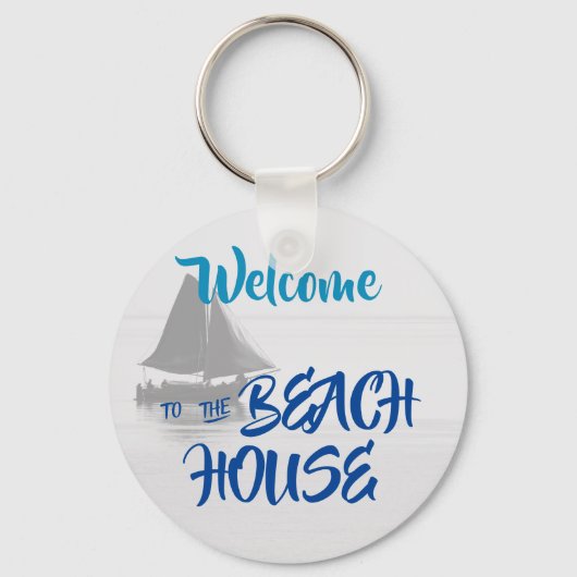 Blauw Welkom in het strand House nautical Sleutelhanger (Voorkant)