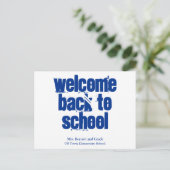 Blauw welkom Terug naar Briefkaart school (Staand voorkant)