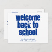Blauw welkom Terug naar Briefkaart school (Voorkant / Achterkant)